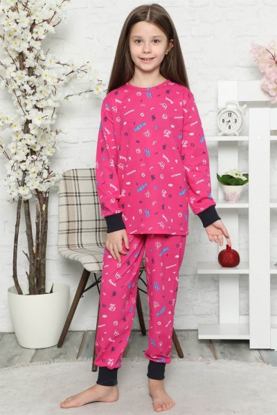 Moda Çizgi Çocuk Pamuk Uzun Kollu Pijama Takımı 4545 - Thumbnail