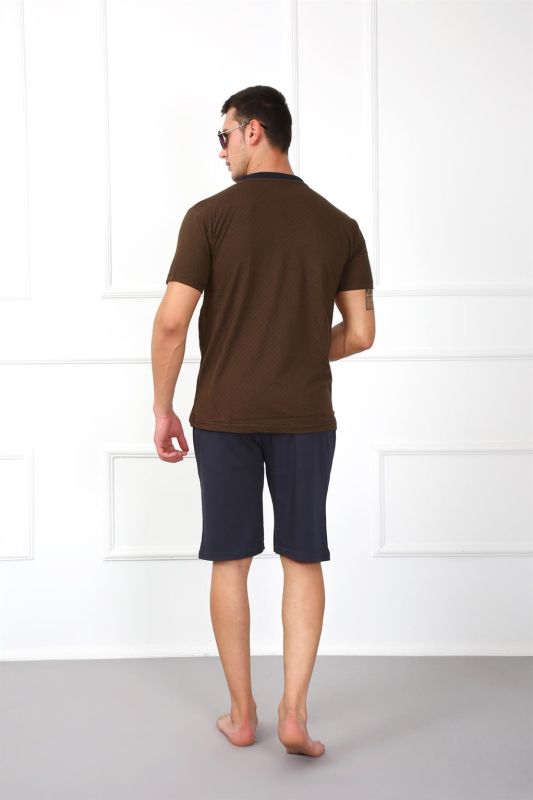 Moda Çizgi Erkek %100 Pamuk Cepli Şortlu Pijama Takım 6789 - 4
