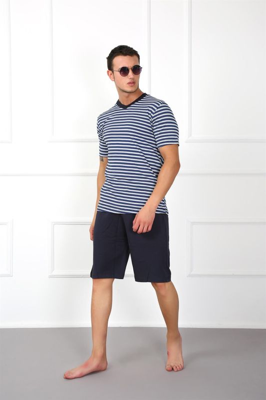 Moda Çizgi Erkek %100 Pamuk Cepli Şortlu Pijama Takım 6790 - 2