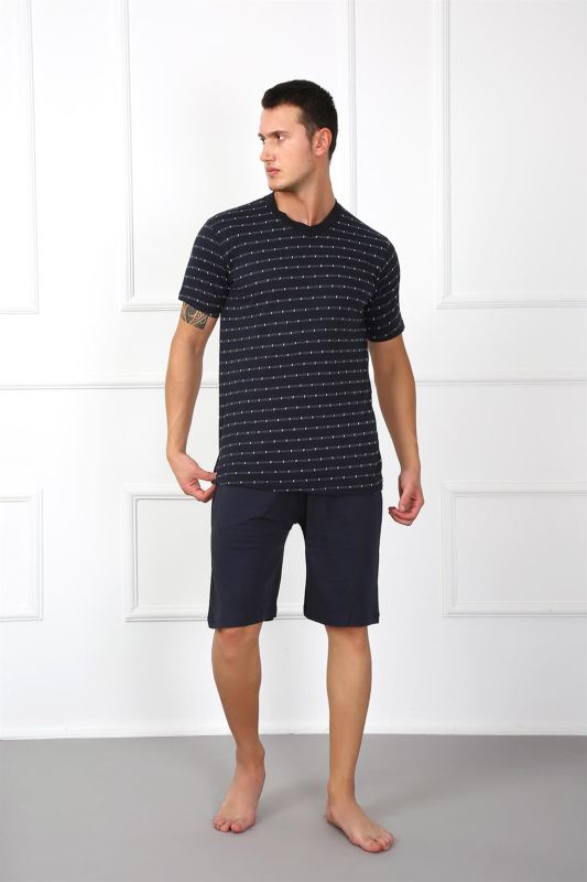 Moda Çizgi Erkek %100 Pamuk Cepli Şortlu Pijama Takım 6791 - 2