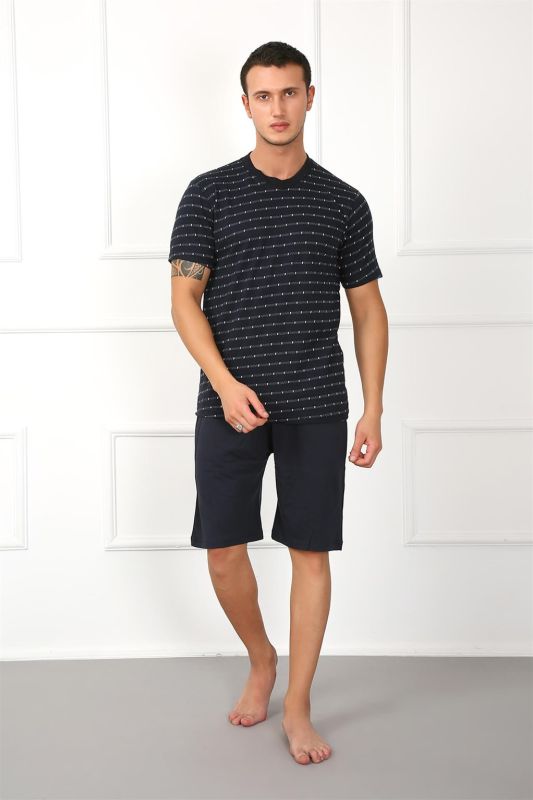 Moda Çizgi Erkek %100 Pamuk Cepli Şortlu Pijama Takım 6791 - 3