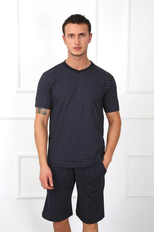 Moda Çizgi Erkek %100 Pamuk Cepli Şortlu Pijama Takım 6792 - 1