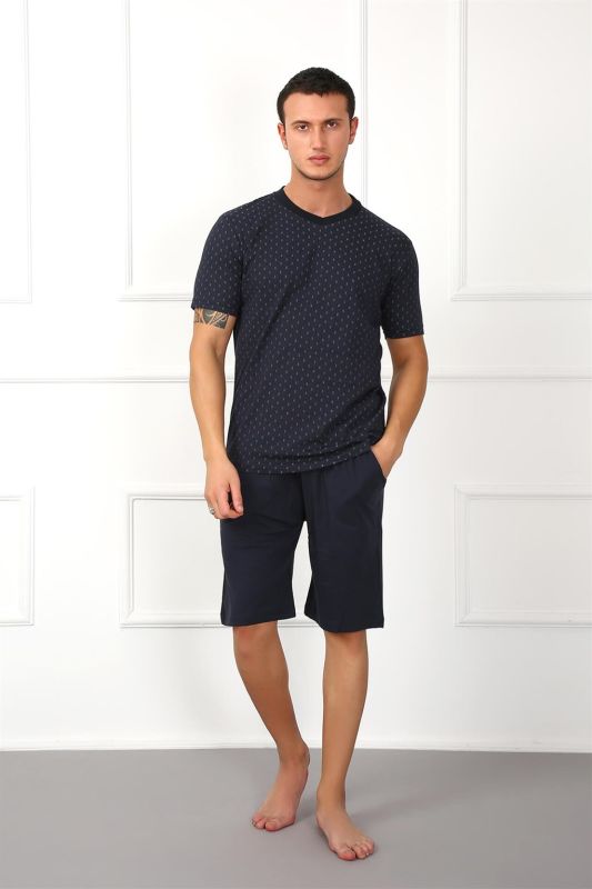 Moda Çizgi Erkek %100 Pamuk Cepli Şortlu Pijama Takım 6792 - 3