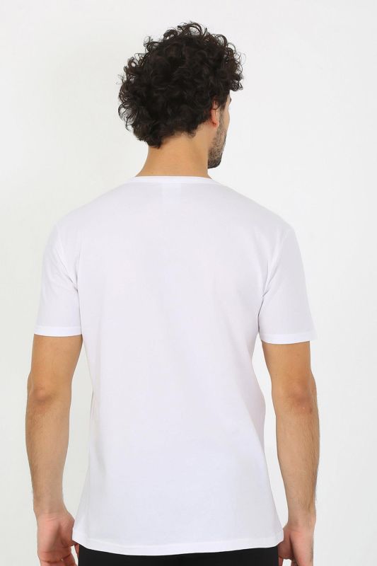 moda çizgi Erkek Açık Yaka Beyaz Penye Atlet 6565 - 2