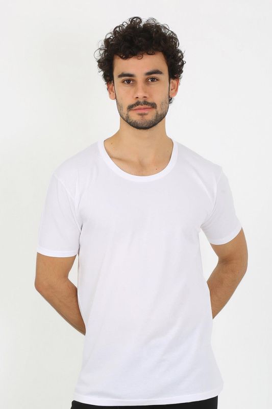 moda çizgi Erkek Açık Yaka Beyaz Penye Atlet 6565 - 3