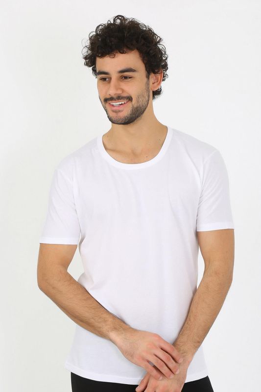 moda çizgi Erkek Açık Yaka Beyaz Penye Atlet 6565 - 4