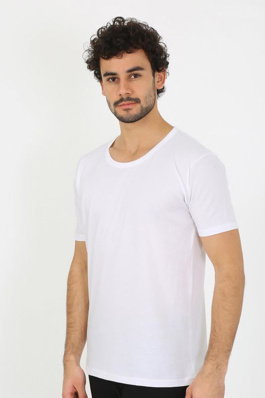 moda çizgi Erkek Açık Yaka Beyaz Penye Atlet 6565 - 5