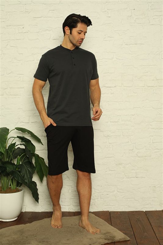 Moda Çizgi Men's Anthracite 3-Piece Pajama Set 6824 - 3