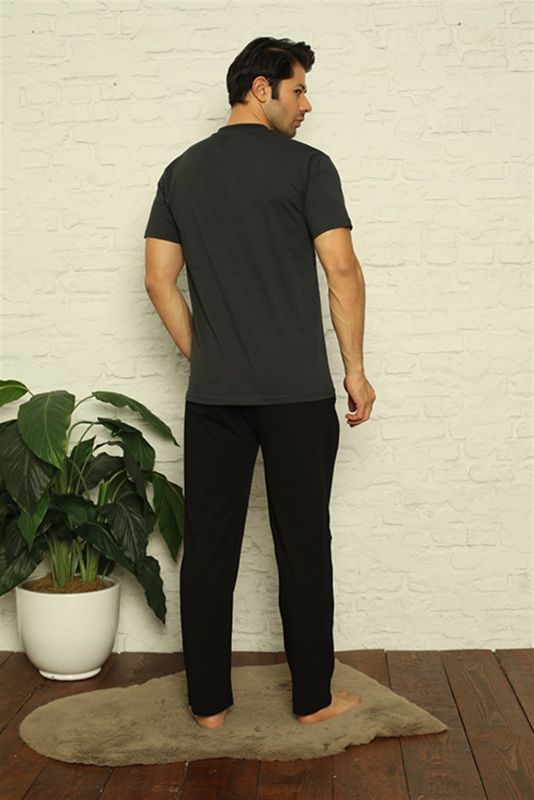 Moda Çizgi Men's Anthracite 3-Piece Pajama Set 6824 - 5