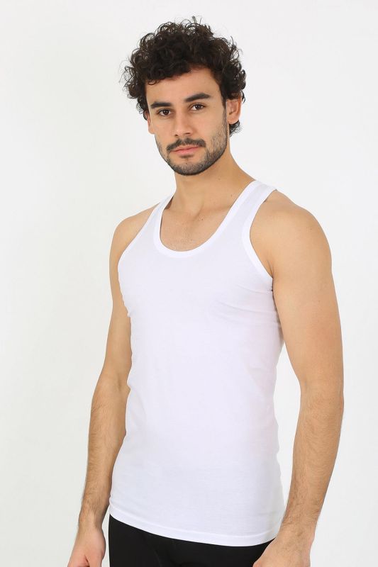 moda çizgi Erkek Beyaz Ribana Atlet 6502 - 1