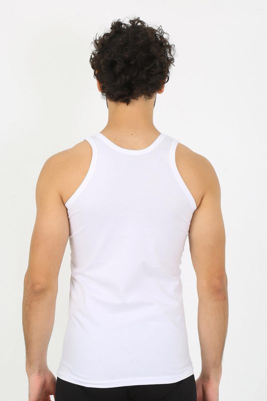moda çizgi Erkek Beyaz Ribana Atlet 6502 - 2