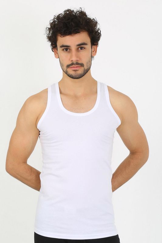 moda çizgi Erkek Beyaz Ribana Atlet 6502 - 3