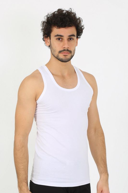 moda çizgi Erkek Beyaz Ribana Atlet 6502 - 4