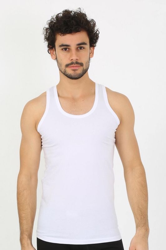 moda çizgi Erkek Beyaz Ribana Atlet 6502 - 5