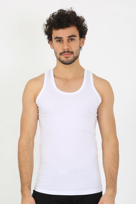 moda çizgi Erkek Beyaz Ribana Atlet 6502 - 6