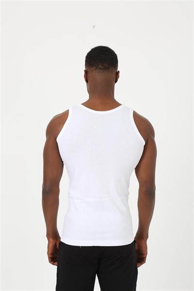 Moda Çizgi Erkek Beyaz Sporcu Ribana Atlet 6503 - Thumbnail