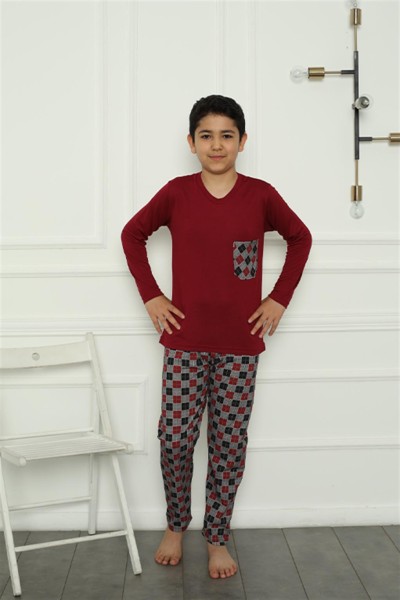 Moda Çizgi - Moda Çizgi Erkek Çocuk Penye Pijama Takım 20385