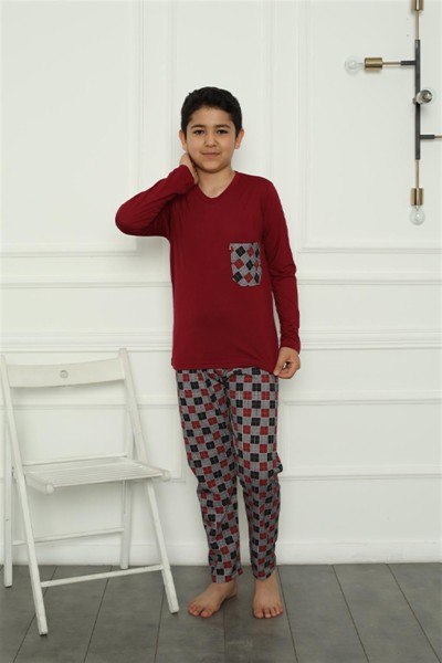 Moda Çizgi Erkek Çocuk Penye Pijama Takım 20385 - Thumbnail
