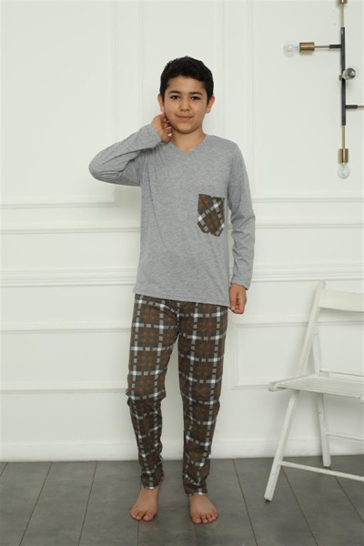 Moda Çizgi Erkek Çocuk Penye Pijama Takım 20387 - Thumbnail