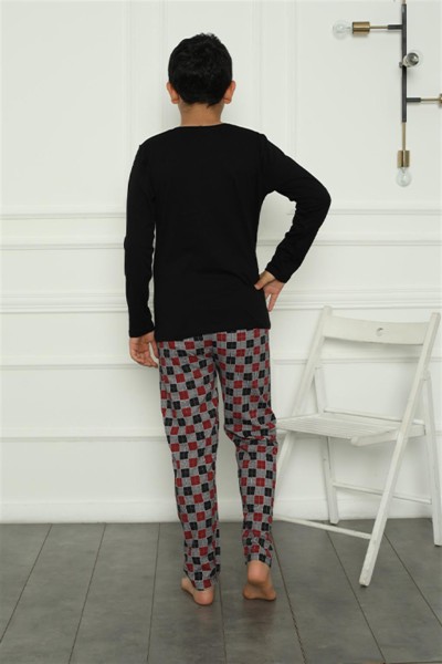 Moda Çizgi Erkek Çocuk Penye Pijama Takım 20388 - Thumbnail