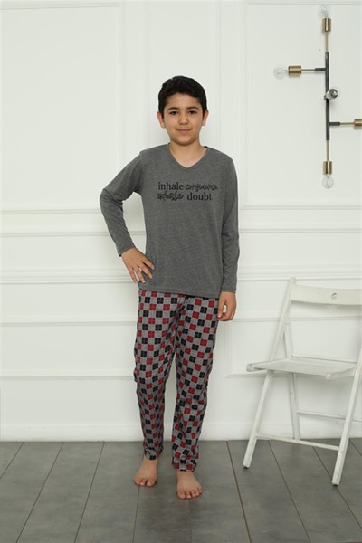 Moda Çizgi Erkek Çocuk Penye Pijama Takım 20389 - Thumbnail