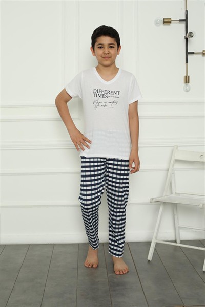 Moda Çizgi Erkek Çocuk Penye Pijama Takım 20390 - Thumbnail