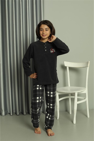 Moda Çizgi Erkek Çocuk WelSoft Polar Füme Pijama Takımı 20549 - Thumbnail