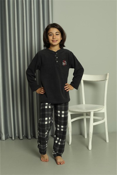 Moda Çizgi Erkek Çocuk WelSoft Polar Füme Pijama Takımı 20549 - Thumbnail