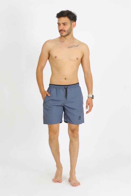 Moda Çizgi Erkek Gri Deniz Şortu 27485 - 1