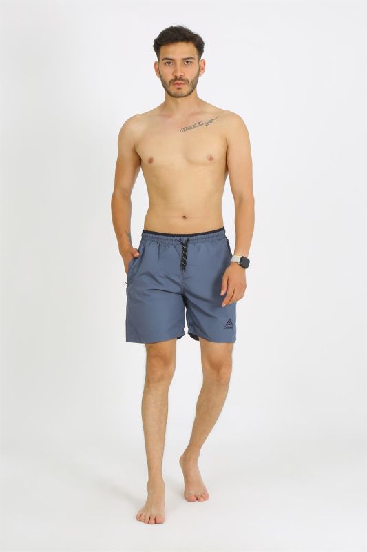 Moda Çizgi Erkek Gri Deniz Şortu 27485 - 2