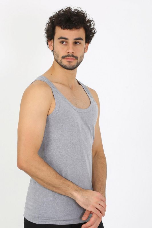 moda çizgi Erkek Gri Ribana Atlet 6502 - 2