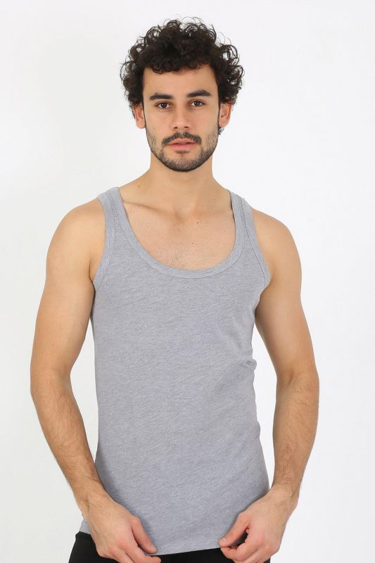 moda çizgi Erkek Gri Ribana Atlet 6502 - 6