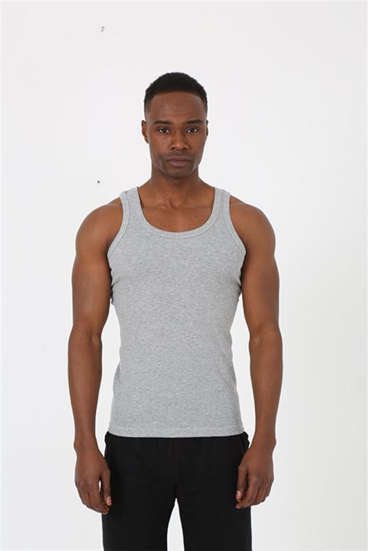 Moda Çizgi Erkek Gri Sporcu Ribana Atlet 6503 - 2
