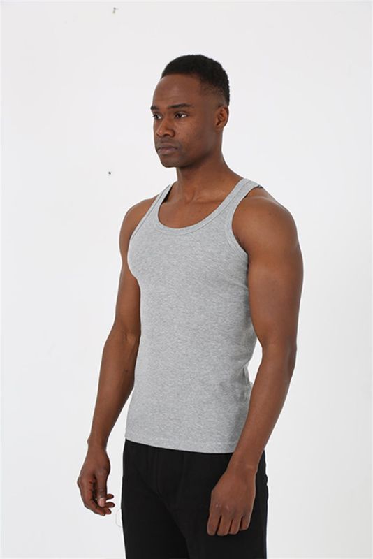 Moda Çizgi Erkek Gri Sporcu Ribana Atlet 6503 - 3