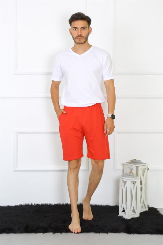 Moda Çizgi Erkek Pamuk Kırmızı Şort 27484 - 3