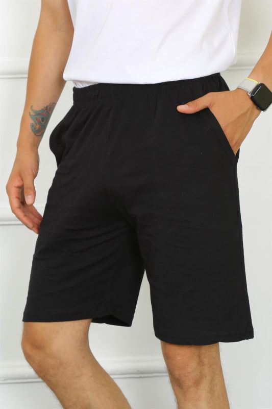 Moda Çizgi Men's Cotton Black Shorts 27484 - 2