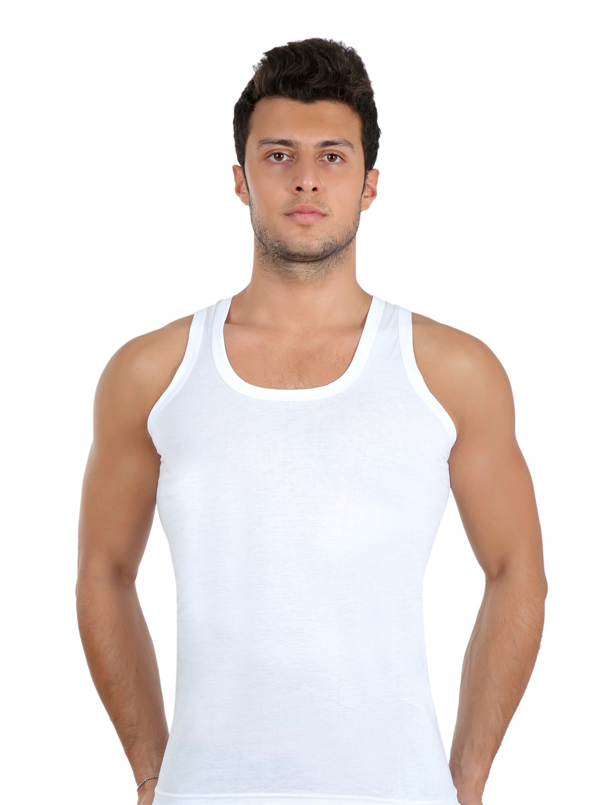 Moda Çizgi Erkek Penye Atlet 65661 - M | Beyaz