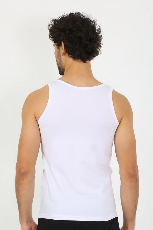 moda çizgi Erkek Penye Beyaz Atlet  6566 - 2