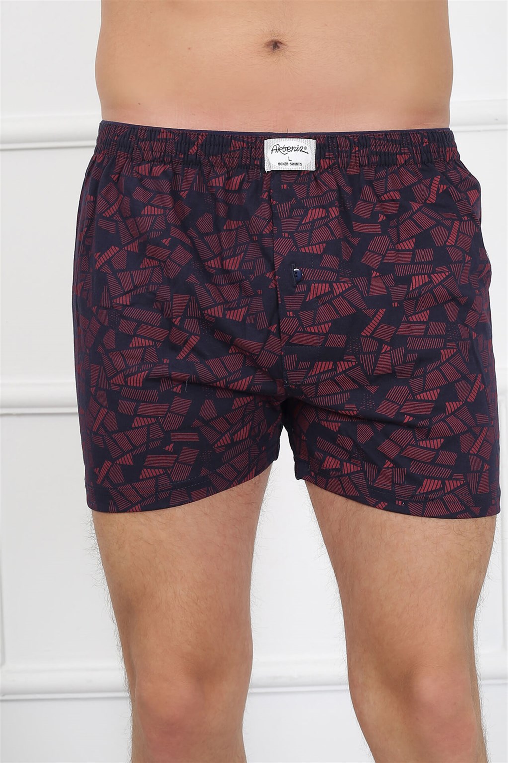 Moda Çizgi Erkek Penye Boxer 40091 - L | Bordo - Lacivert