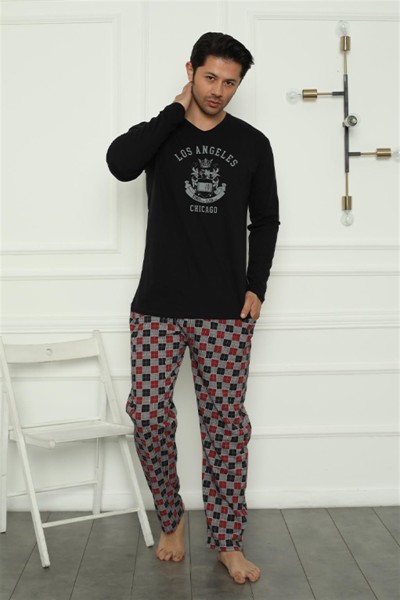 Moda Çizgi Erkek Penye Pijama Takım 6829 - Thumbnail
