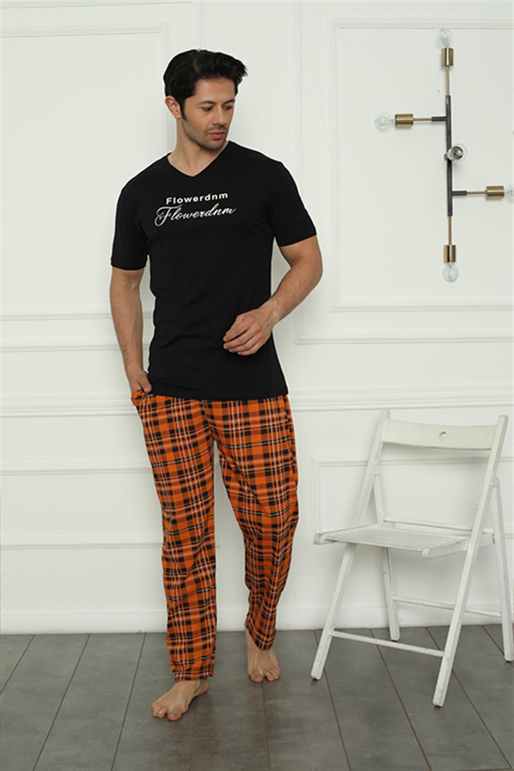 Moda Çizgi Erkek Penye Pijama Takım 6836 - L | Siyah