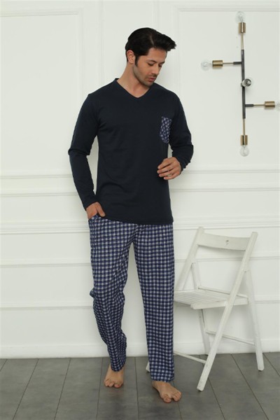 Moda Çizgi Erkek Penye Pijama Takım 6838 - Thumbnail