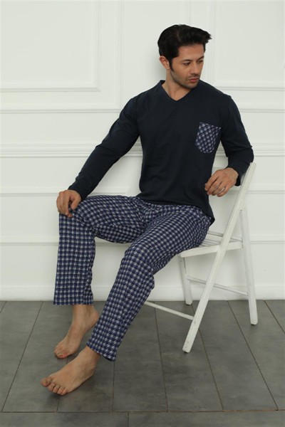 Moda Çizgi Erkek Penye Pijama Takım 6838 - Thumbnail