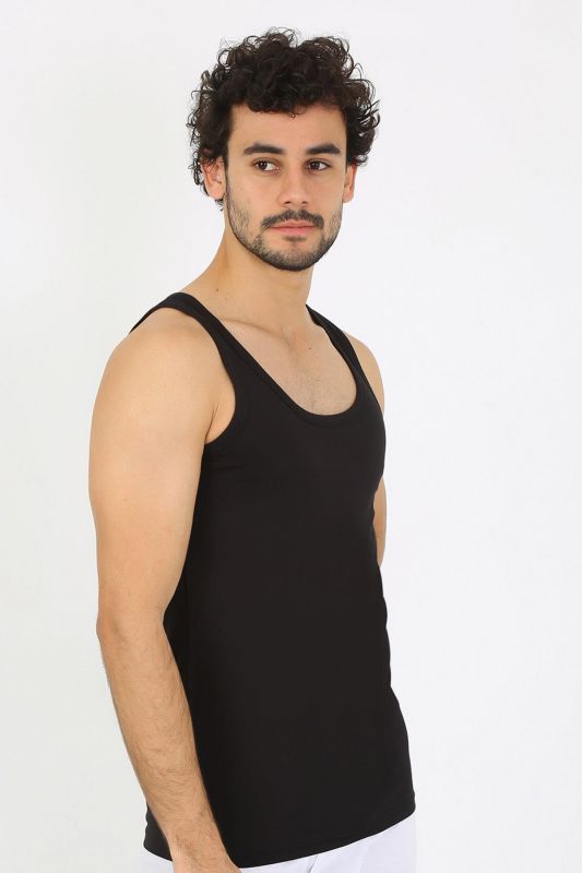 moda çizgi Erkek Penye Siyah Atlet 6566 - 1