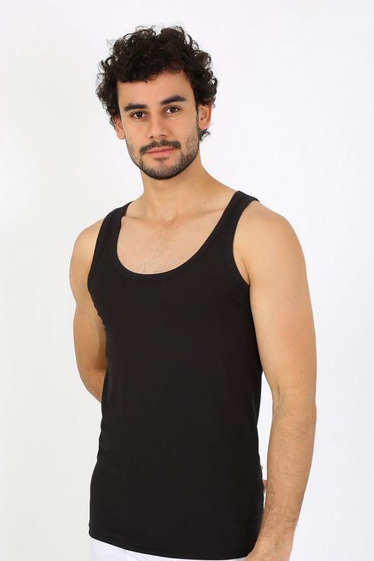 moda çizgi Erkek Penye Siyah Atlet 6566 - 2