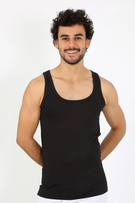 moda çizgi Erkek Penye Siyah Atlet 6566 - 5