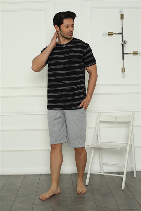 Moda Çizgi Erkek Penye Şortlu Pijama Takım 6833 - 2
