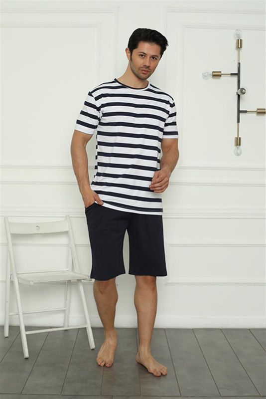 Moda Çizgi Erkek Penye Şortlu Pijama Takım 6834 - 1