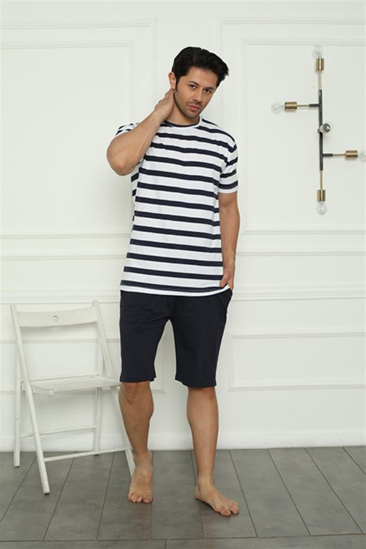Moda Çizgi Erkek Penye Şortlu Pijama Takım 6834 - 2