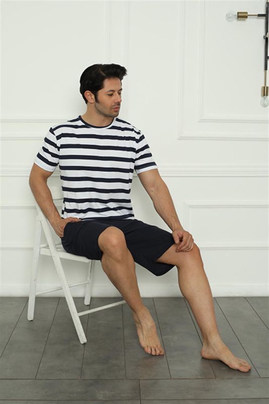 Moda Çizgi Erkek Penye Şortlu Pijama Takım 6834 - 3